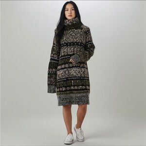 Free People Patterned Knit Turtleneck Dress